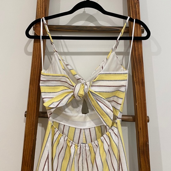 Yellow and White Stripe Romper with Cutout - Picture 6 of 6